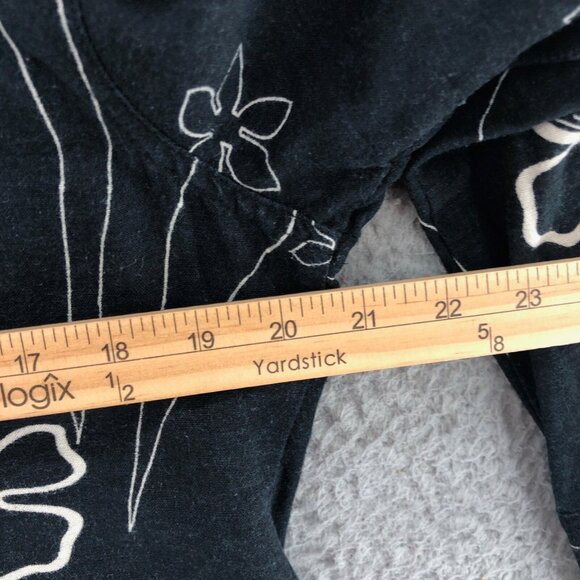 Chicos Jacket Womens 1 US Medium Black Floral Linen Blend Shacket Button Pocket* - Picture 9 of 11